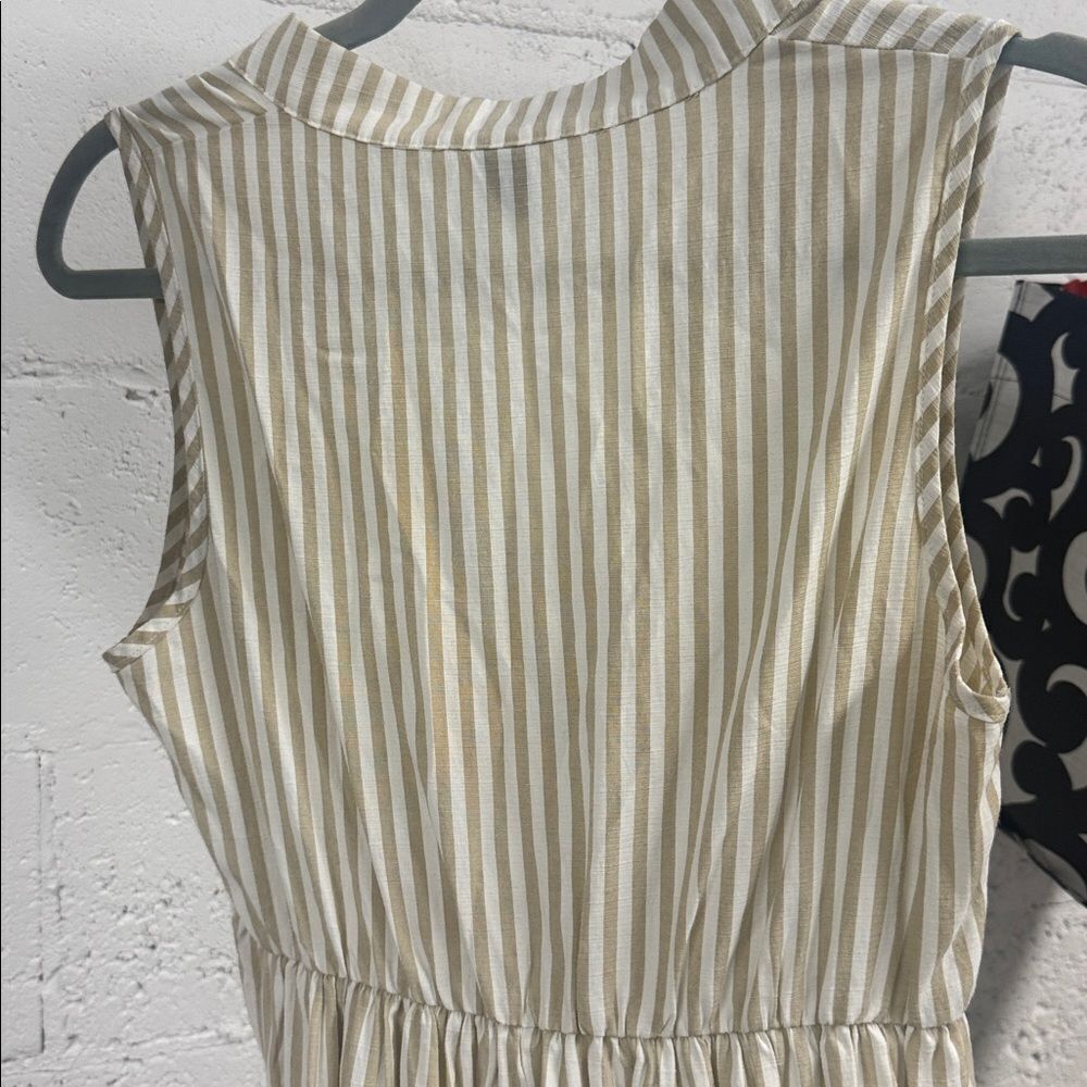 Striped Cream Sleeveless Dress NWOT Maxi Womens Medium - Picture 4 of 5